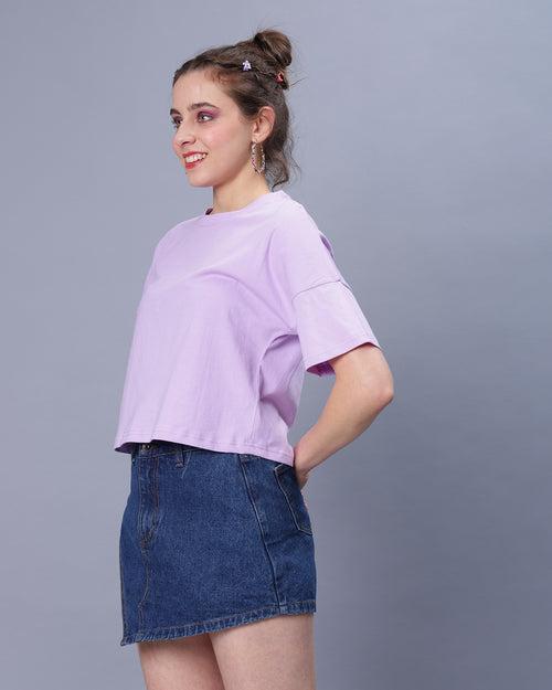 Lavender Solid Crop Top Women