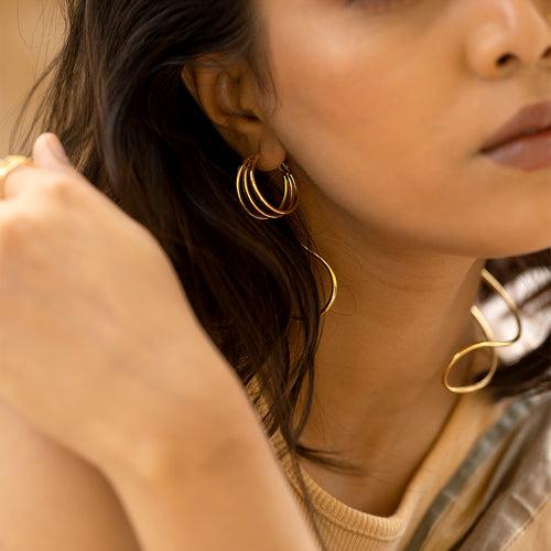 Three Ringed Hoop Earring