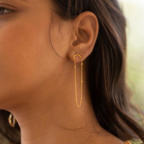 Crescent Chain Earring