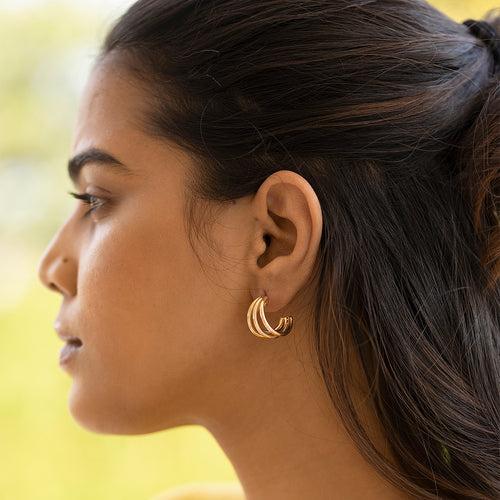 Three Ringed Hoop Earring