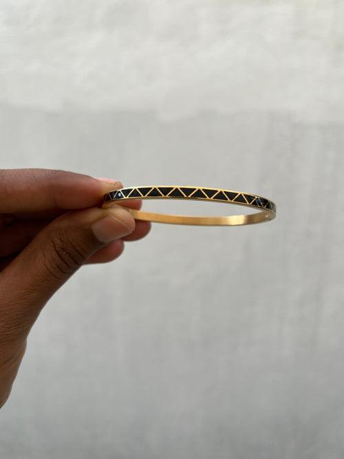 Black Triangle Gold Enamel Bracelet