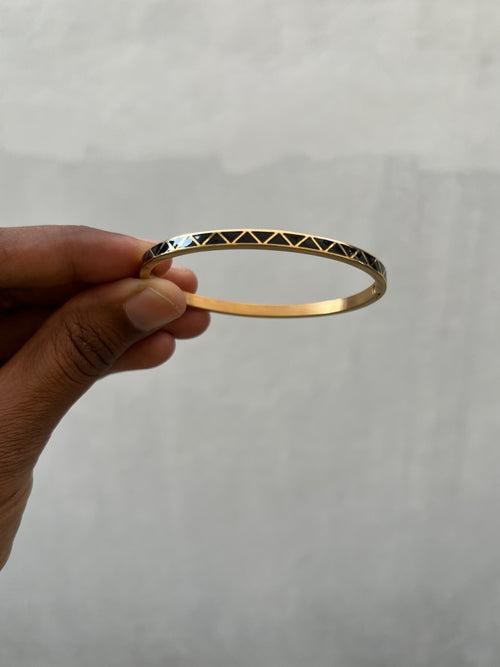 Black Triangle Gold Enamel Bracelet