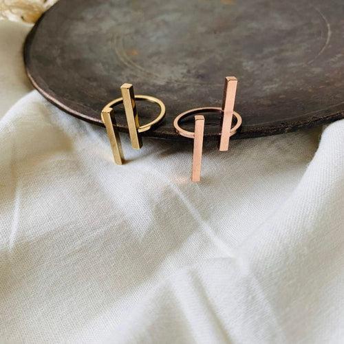 Double Bar Ring - Rose Gold