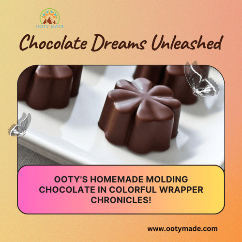 Assorted white and milk ooty homemade molding chocolate with colour wrappers