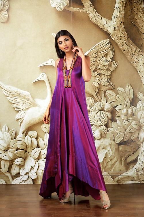 Elegance Redefined: Lily Purple Full-Length Dress by Style Triggers