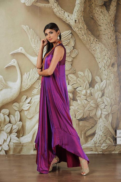 Elegance Redefined: Lily Purple Full-Length Dress by Style Triggers