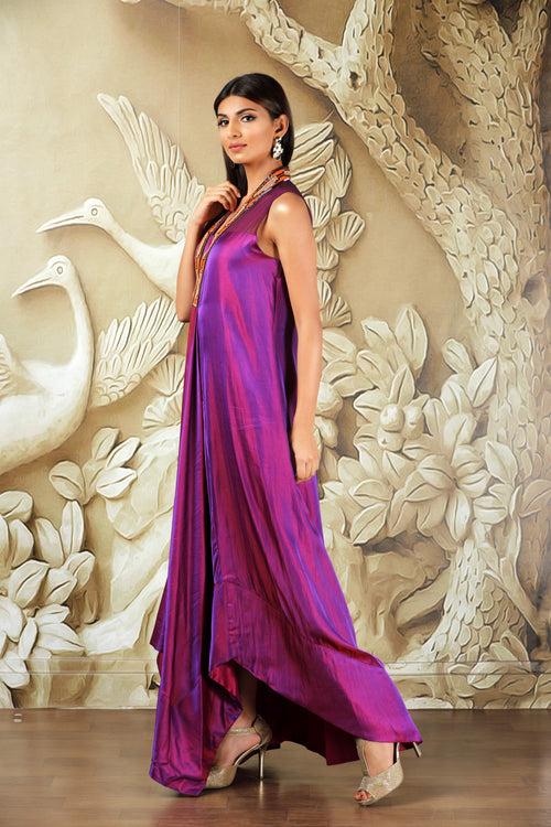 Elegance Redefined: Lily Purple Full-Length Dress by Style Triggers