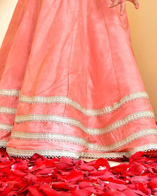 Peach Silk Lehenga Set