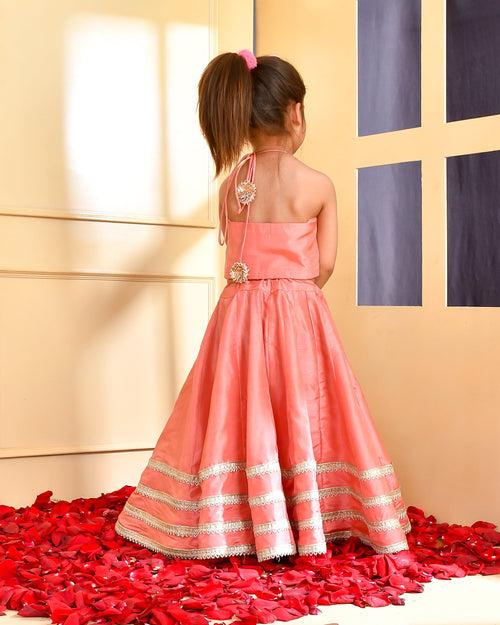 Peach Silk Lehenga Set