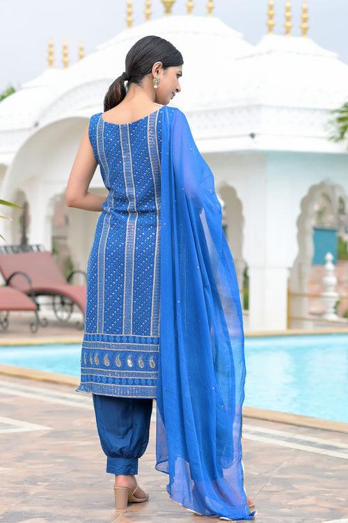 Timeless Blue Chikankari Suit Set | Style Triggers: Elevate Your Wardrobe with Elegance