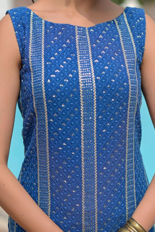 Timeless Blue Chikankari Suit Set | Style Triggers: Elevate Your Wardrobe with Elegance