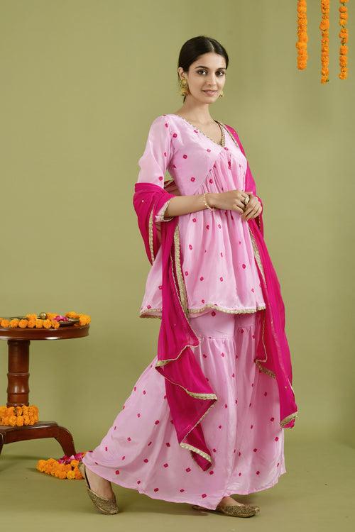 Pink Peplum Gharara Set: Straight, Palazzo & Patiala Kurta Styles | Style Triggers