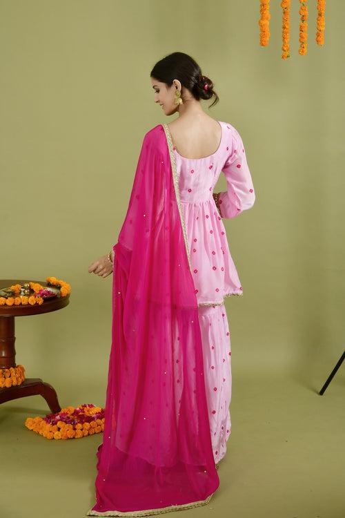 Pink Peplum Gharara Set: Straight, Palazzo & Patiala Kurta Styles | Style Triggers