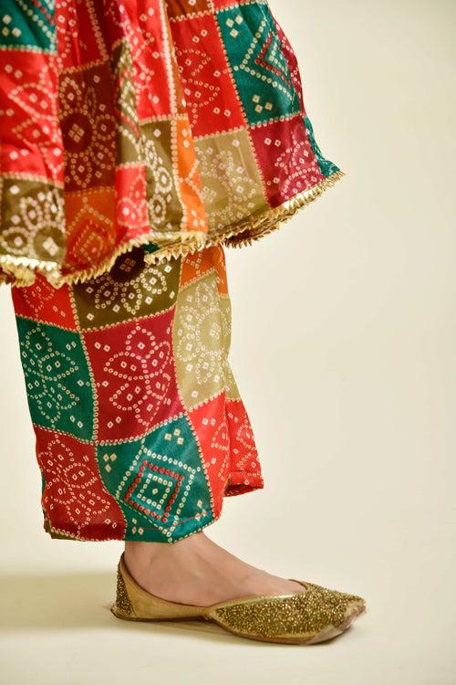 Vibrant Red Green Anarkali Set | Style Triggers: Your Destination for Ethnic Elegance