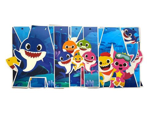 Baby Shark Character Happy Birthday Wall Banner