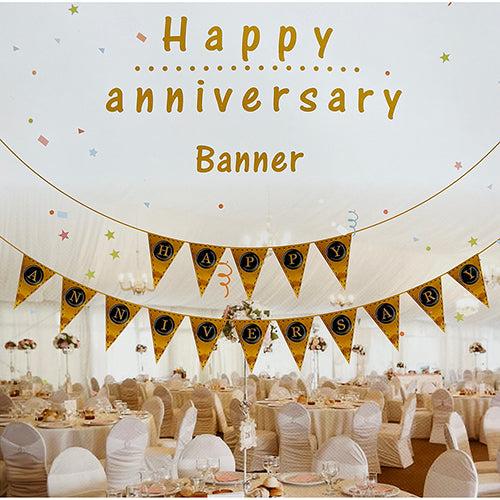 Happy Anniversary Flags Wall Banner - Golden