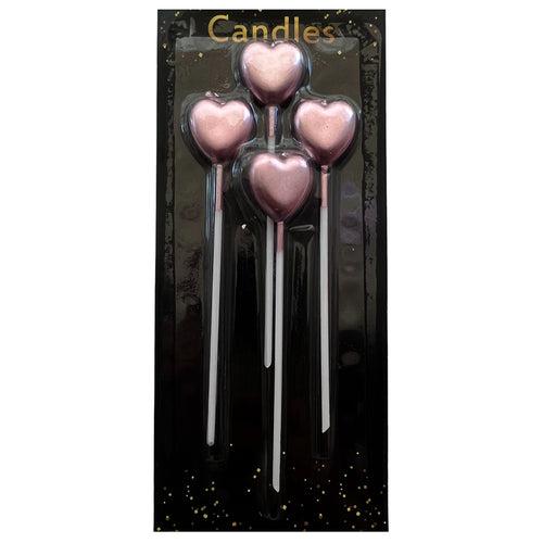 Heart Shaped Cake Candles 4 Pcs - Assorted Candles