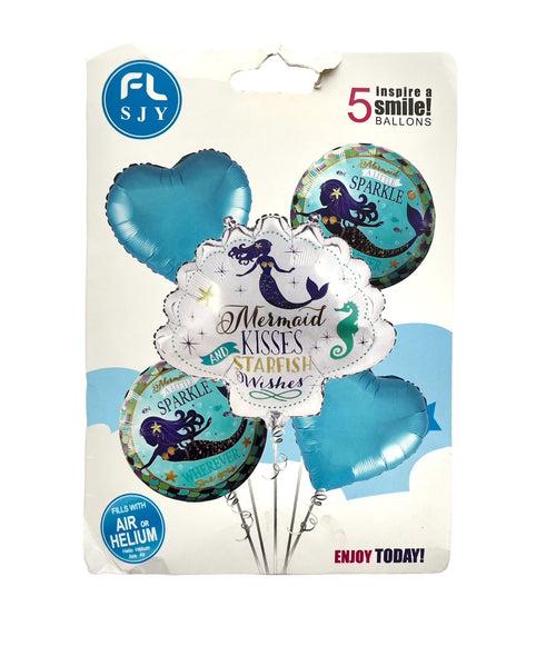 Mermaid Shell 5-in-1 Foil Balloons Set