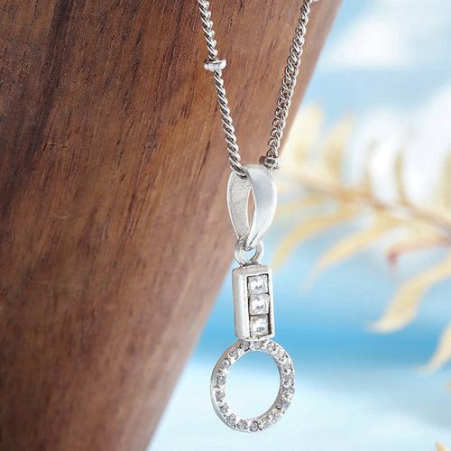 92.5 Silver Zircon Ring Necklace