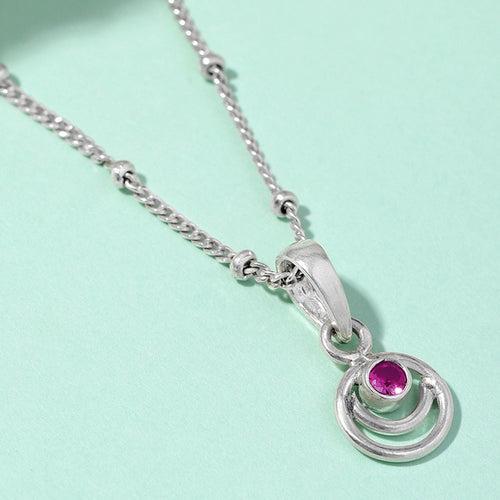 92.5 Silver Red Spiral Necklace