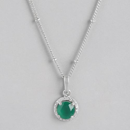 92.5 Silver Green Zircon Loop Necklace