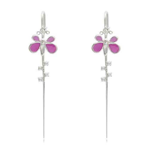 Hanging Butterfly Silver 92.5 Needle Ear Cuff