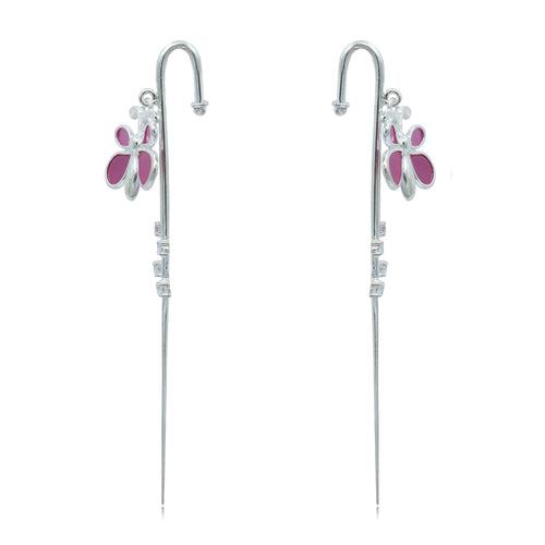 Hanging Butterfly Silver 92.5 Needle Ear Cuff