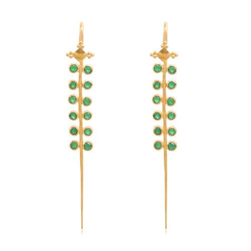 Green Stone Silver 92.5 Needle Ear Cuffs