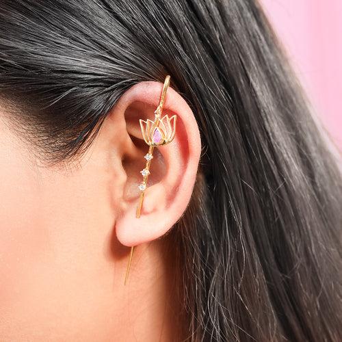 Silver Lotus Earcuff