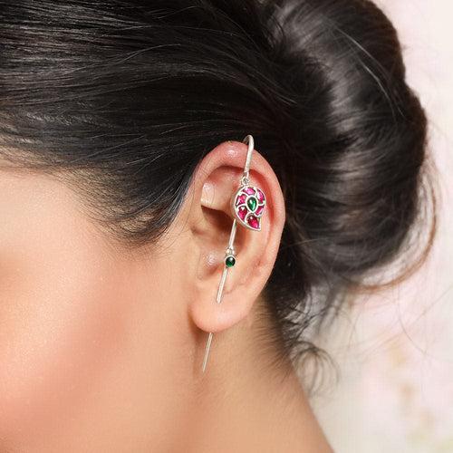 Silver Kundan Earcuff