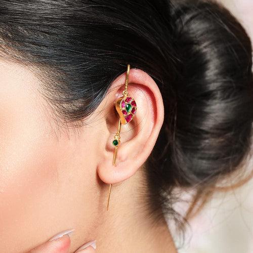 Silver Kundan Earcuff