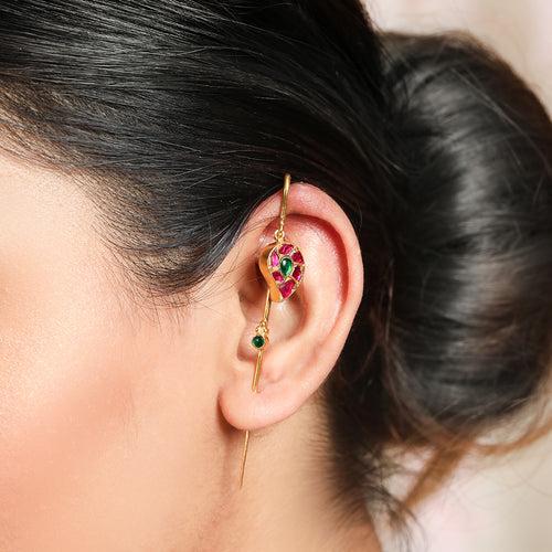 Silver Kundan Earcuff