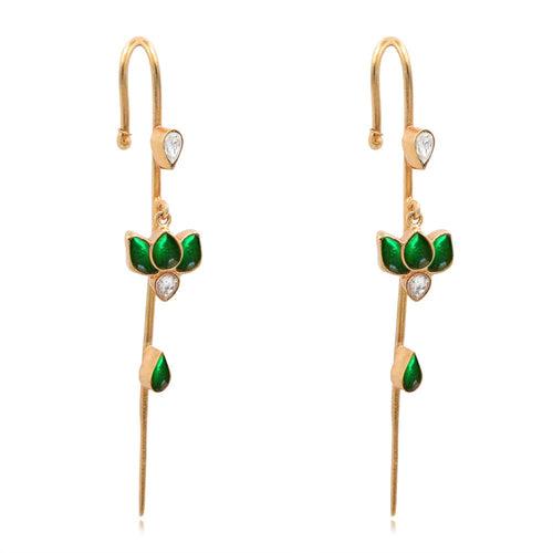 Needle Silver lotus Kundan Earcuff