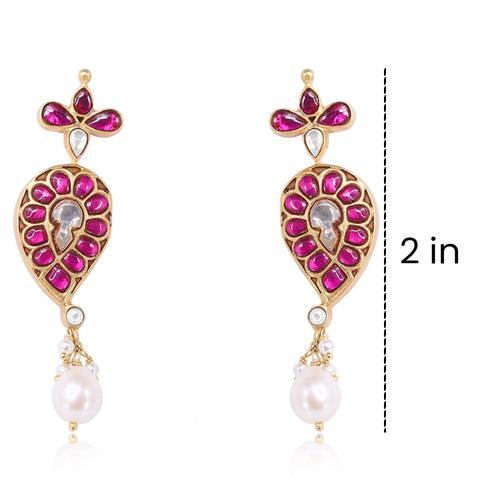 Silver 92.5 Aam Ras Kundan Earring