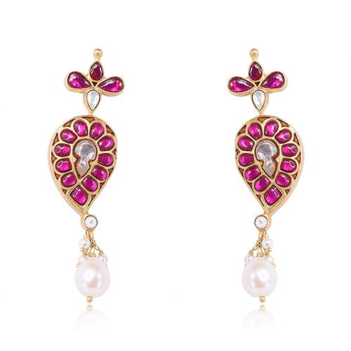 Silver 92.5 Aam Ras Kundan Earring