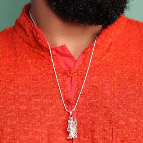 92.5 Silver Ram ji & Hanuman ji Pendant Combo