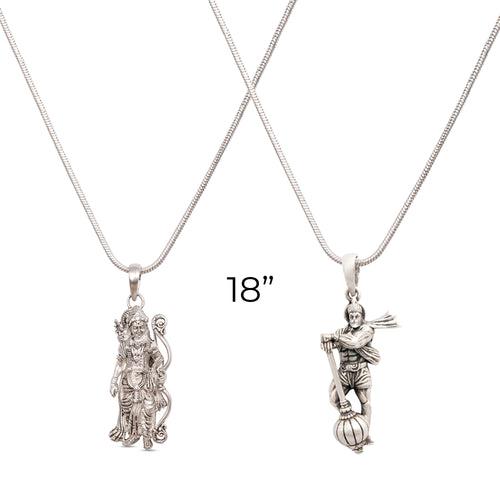 92.5 Silver Ram ji & Hanuman ji Pendant Combo