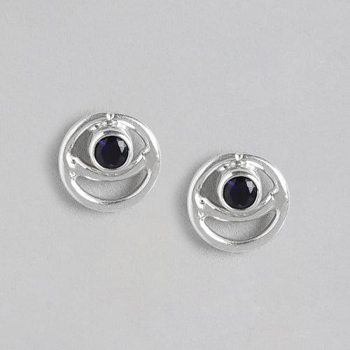 92.5 Silver Blue Spiral Stud Earrings