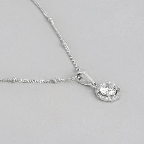 92.5 Silver White Zircon Loop Necklace