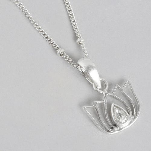 92.5 Silver White Kundan Sacred Lotus Necklace