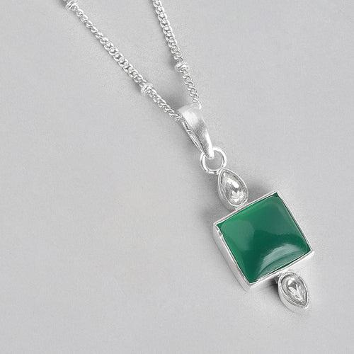 92.5 Silver Serene Green Onyx Necklace