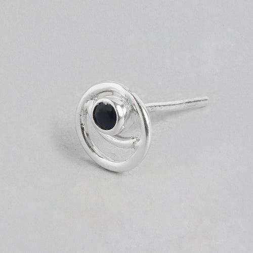 92.5 Silver Blue Spiral Stud Earrings