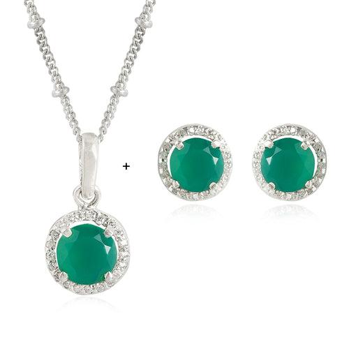 92.5 Silver Green Zircon Loop Necklace