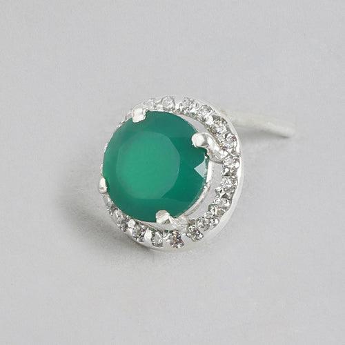 92.5 Silver Green Onyx stud Earrings