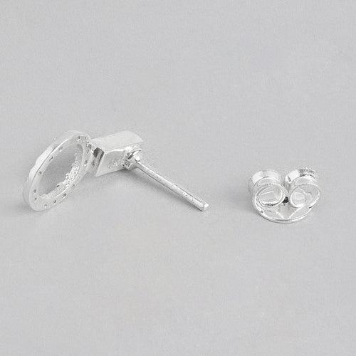 92.5 Silver Round Zircon Stud Earrings