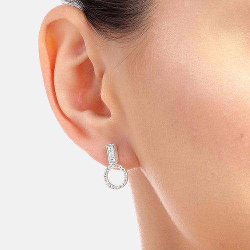 92.5 Silver Round Zircon Stud Earrings