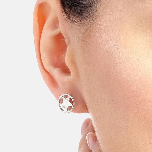 92.5 Silver Star Loop Stud Earrings