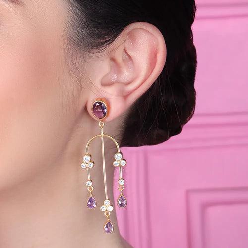 Amethyst Danglers Silver 92.5 Earring