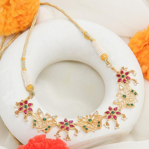 92.5 silver butterfly kundan Jadau necklace