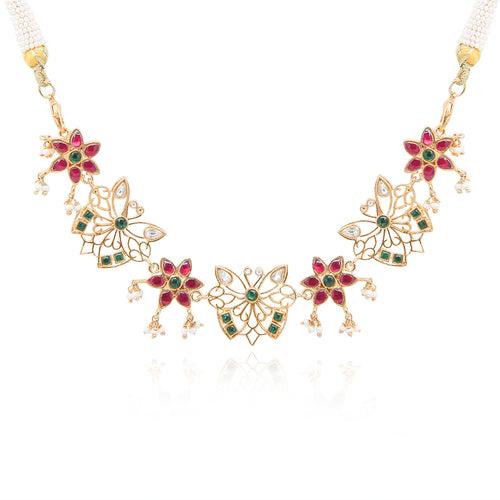 92.5 silver butterfly kundan Jadau necklace